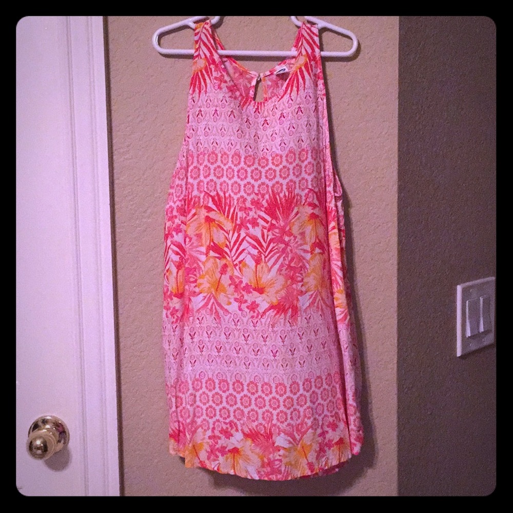 Floral orange and yellow tank top